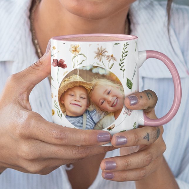 Best Mom Ever Wildflower Round Photo Pink Coffee Mug (Creator Uploaded)