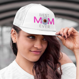 Best Mom Ever With Daisy Image Print (Pink) Trucker Hat