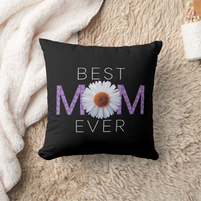 Best Mom Ever With Daisy Image Print (Purple V2) Cushion (Blanket)