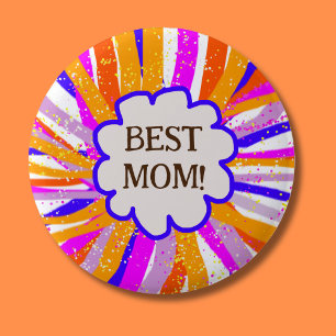 Best mom mothers day mums birthday top mam  6 cm round badge