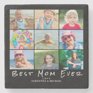 Best Mom Photo Collage Birthday  Stone Coaster