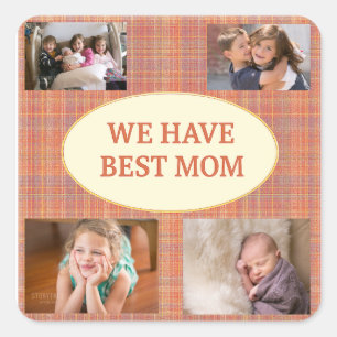 Best Mom Plaid Tribute Square Sticker