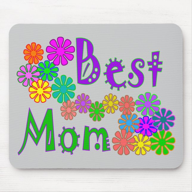 "Best MOM"  Retro Flowers Mother's Day Gifts Mouse Pad (Front)