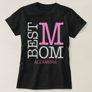 Best Mom Silver pink Glitter Name Personalized T-Shirt