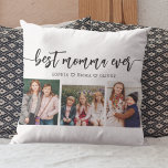Best Momma Ever - Mother's Day Photo Collage Cushion<br><div class="desc">Celebrate Mother's Day with the Best Momma Ever Photo Collage Throw Pillow. This personalised keepsake features a beautifully arranged collage of cherished photos, capturing special moments with your momma. Crafted from high-quality materials, it adds a stylish and sentimental touch to any space, perfect for displaying on a bed or couch....</div>