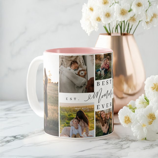 Best Momma Ever Script Mother's Day Photo Collage Two-Tone Coffee Mug (Best Momma Ever Script Mother's Day Photo Collage Two-Tone Coffee Mug)