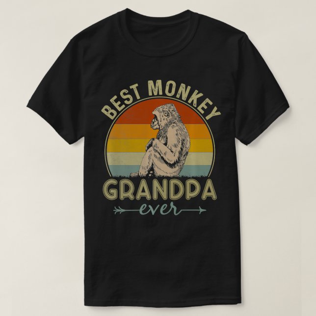 Best Monkey Grandpa Ever Retro Monkey Graphic Fath T-Shirt (Design Front)