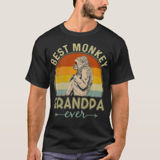 Best Monkey Grandpa Ever Retro Monkey Graphic Fath T-Shirt