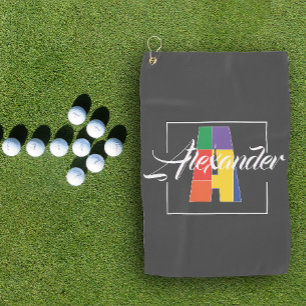 Best monogrammed initial coloured letter A grey Golf Towel