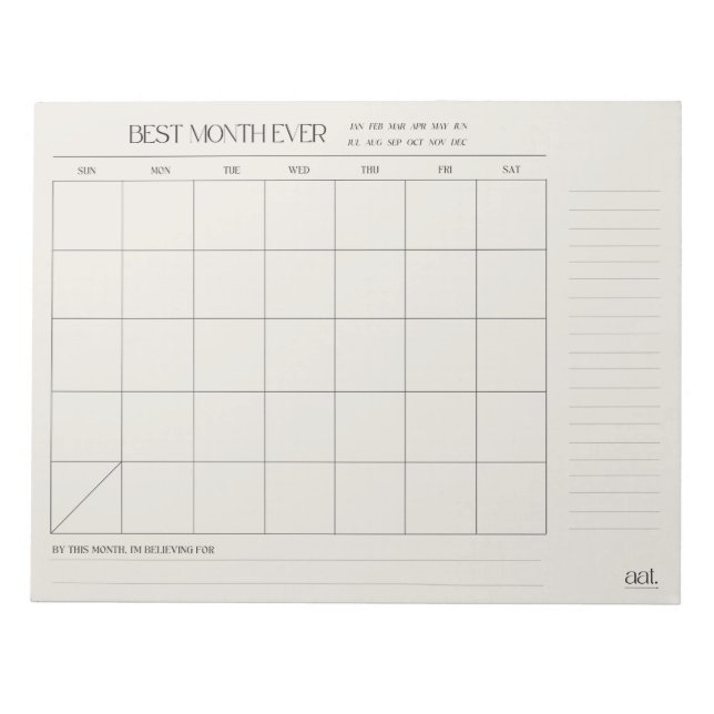 best month planner 11" x 8.5" Notepad - 40 pages (Front)