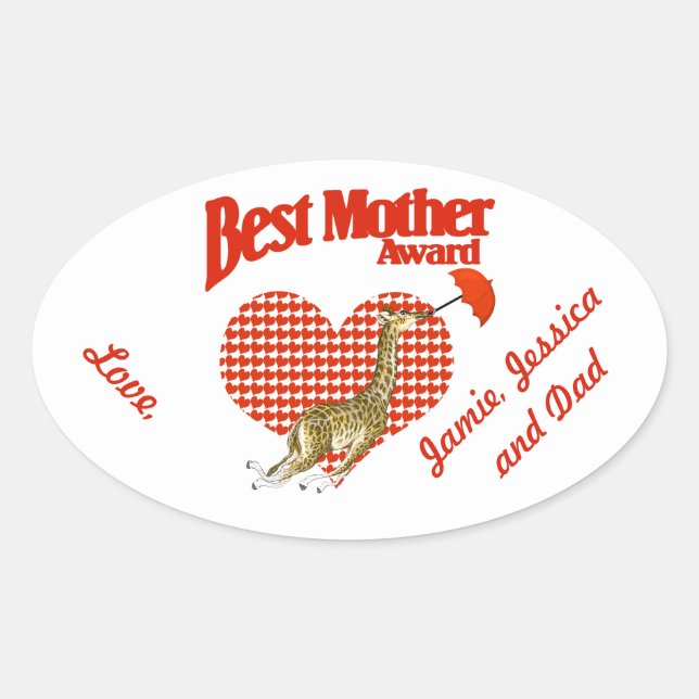 Best Mother Award Keepsake Oval Sticker (Front)