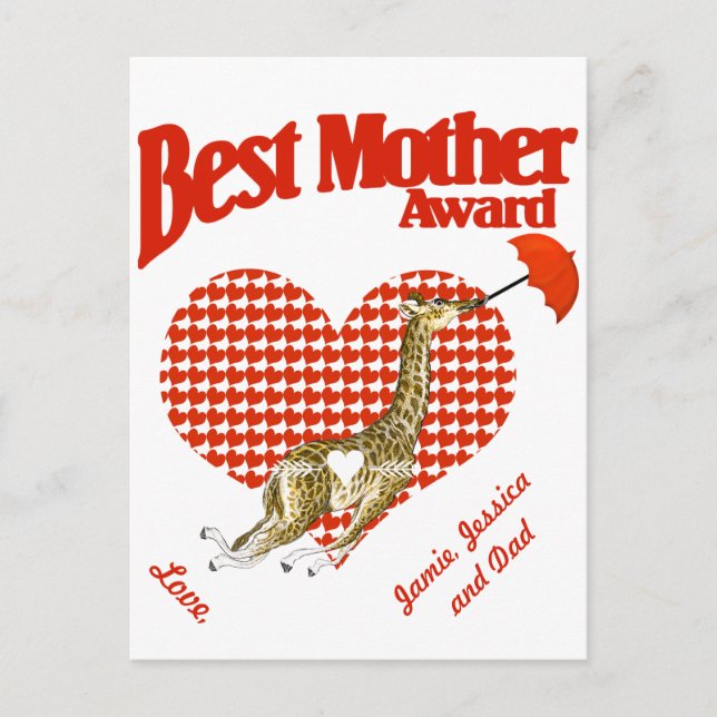 Best Mother Award Keepsake Postcard (Front)