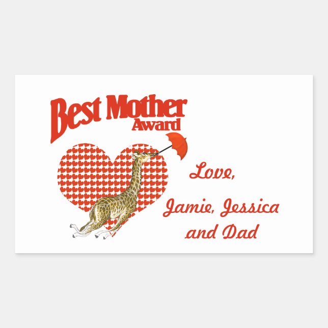 Best Mother Award Keepsake Rectangular Sticker (Front)