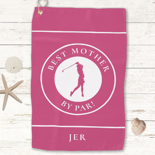 Best Mother By Par Pink Golfer Monogram Golf Towel