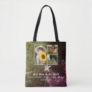 Best Mother Ever 3 Photo Collage  Starfish Tote Bag