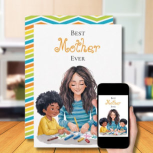 Best Mother Ever Child & Mom Painting Design Card
