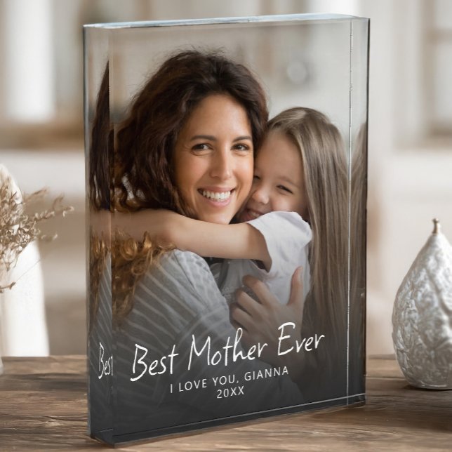 Best Mother Ever Cute Modern Keepsake Photo Block (Best Mother Ever Cute Modern Keepsake Photo Block Portrait Style)