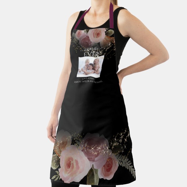 Best Mother EVER Elegant Black Blush Floral Photo Apron (Insitu)