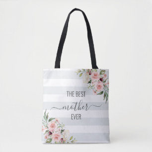 Best mother ever floral tote in pastel colours bag