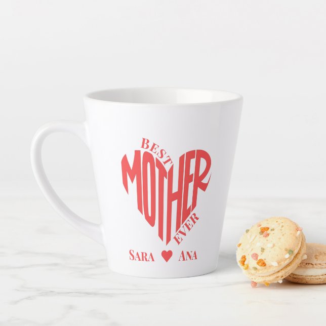 Best Mother Ever Heart Photo – Personalised Gift Latte Mug (In Situ)