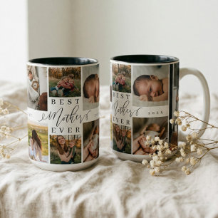 Best Mother Ever   Mother's Day 8 Photo Collage Two-Tone Coffee Mug