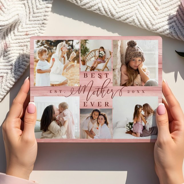 Best Mother Ever Photo Collage Pink Woodgrain  Plaque (Best Mother Ever Photo Collage Pink Woodgrain Plaque)