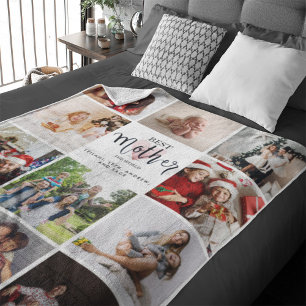 Best Mother in the World Photo Collage Pink Heart Sherpa Blanket