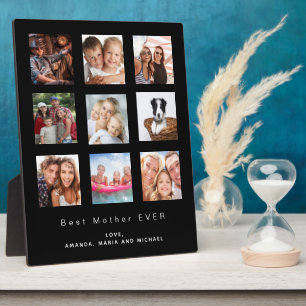 Best mother mum custom photo family collage black plaque