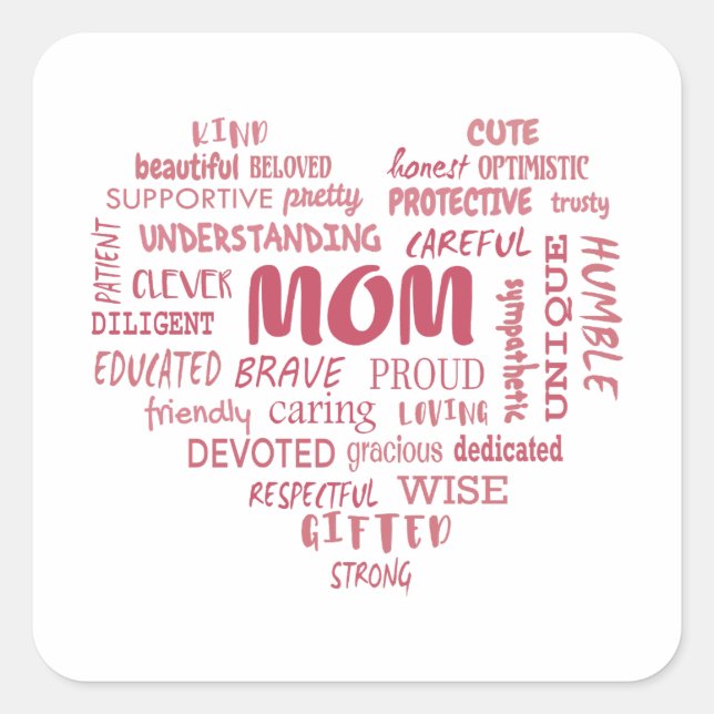 Best Mother qualities and mum characteristics Invi Square Sticker (Front)