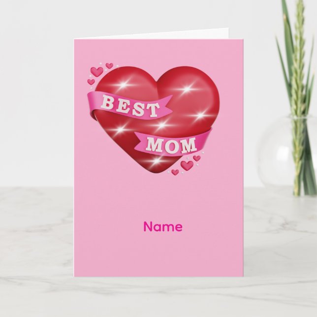 Best Mum 3D Glossy Red Heart Mother's Day Gif Card (Front)