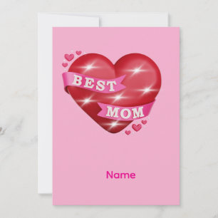 Best Mum 3D Glossy Red Heart Mother's Day Gif Holiday Card