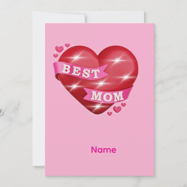 Best Mum 3D Glossy Red Heart Mother's Day Gif Holiday Card (Front)