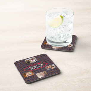 Best Mum 4 Family Photos Tartan Plaids Freestyle  Coaster