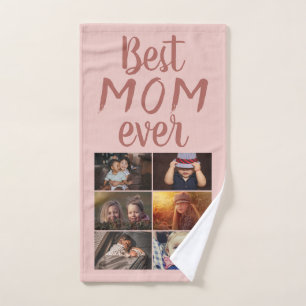 Best Mum 6 Photo Collage Family Photo Hand Towel