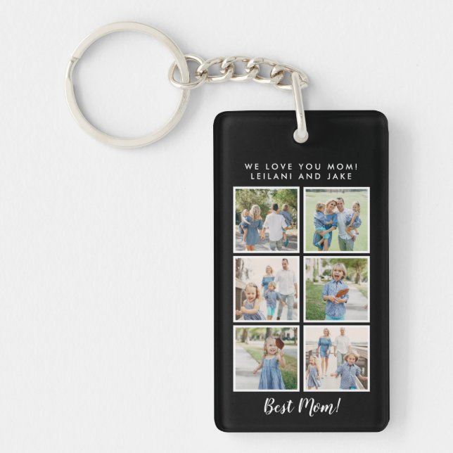 Best Mum! 6 Photos Custom Message Key Ring (Front)