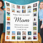 Best Mum 70th Birthday Photo Collage White Fleece Blanket<br><div class="desc">Personalised gift fleece blanket with 32 photos of your choice. A wonderful gift idea to commemorate a special birthday for that wonderful person. TOP TIP: If you Pre-crop your photos into a square shape before you upload them you have control of how they look. No problem if you can't do...</div>