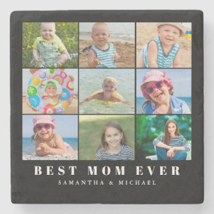 Best Mum 9 Photo Collage  Stone Coaster