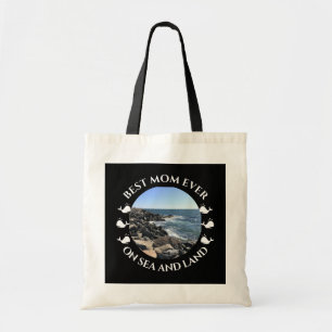 Best Mum Atlantic Ocean Waves of the Sea Black Tote Bag