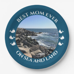Best Mum Atlantic Ocean Waves of the Sea Blue Paper Plate