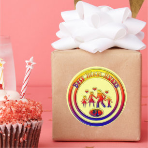 Best Mum Award Rainbow Family Classic Round Sticker