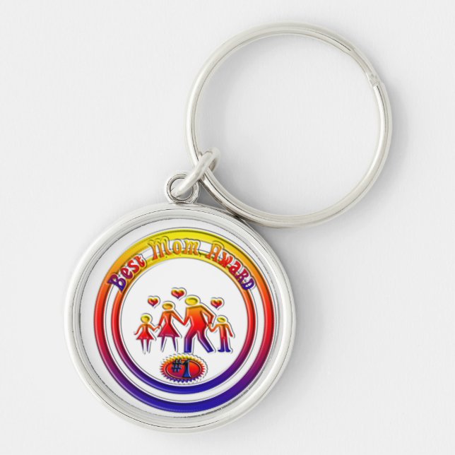 Best Mum Award Rainbow Family Key Ring (Front)