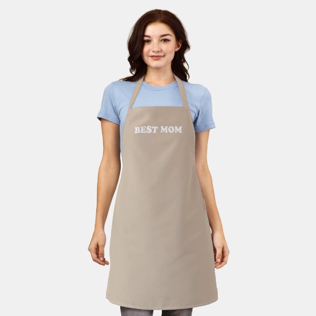 Best Mum beige tan modern typography stylish chic Apron (Worn)