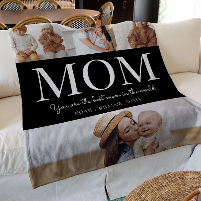 Best mum black and white 4 photo  fleece blanket (Creator Uploaded)