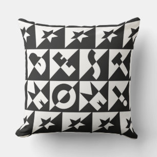 Best Mum Black with White Pattern and Stars Cushion