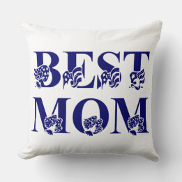 Best Mum Blue Flag with Blue and White Stripes Cushion