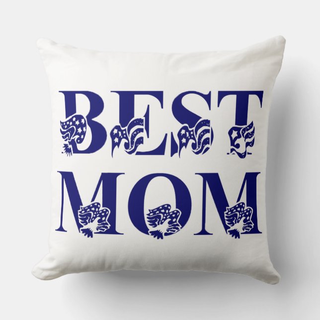 Best Mum Blue Flag with Blue and White Stripes Cushion (Front)