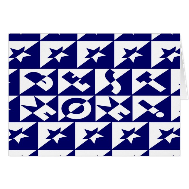 Best Mum Blue with White Pattern and Stars Card (Front Horizontal)