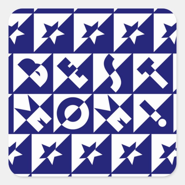 Best Mum Blue with White Pattern and Stars Sticker (Front)