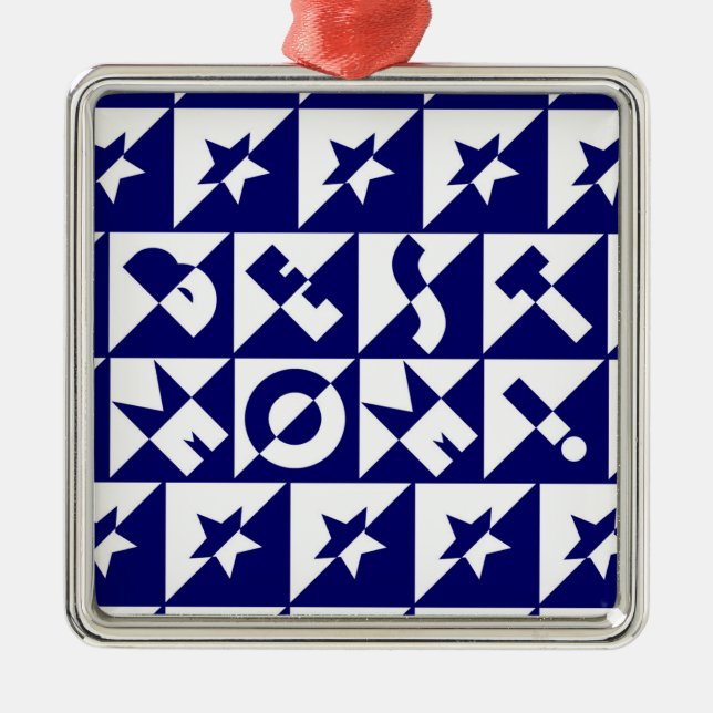 Best Mum Blue with White Pattern Stars Ornament (Front)