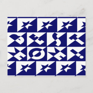 Best Mum Blue with White Pattern Stars Postcard